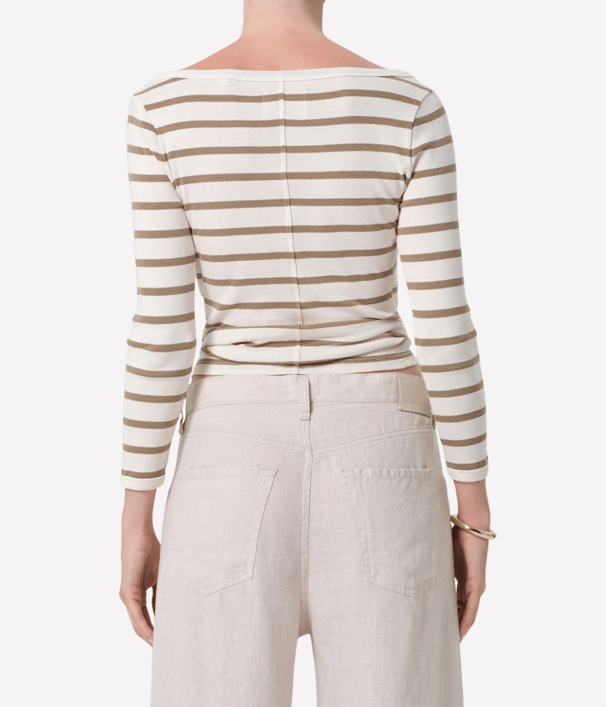 Boat Neck Slim Tee in Ginger Stripe