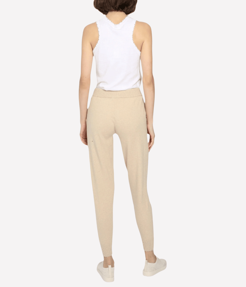 Cashmere Frayed Jogger Pant in brown sugar