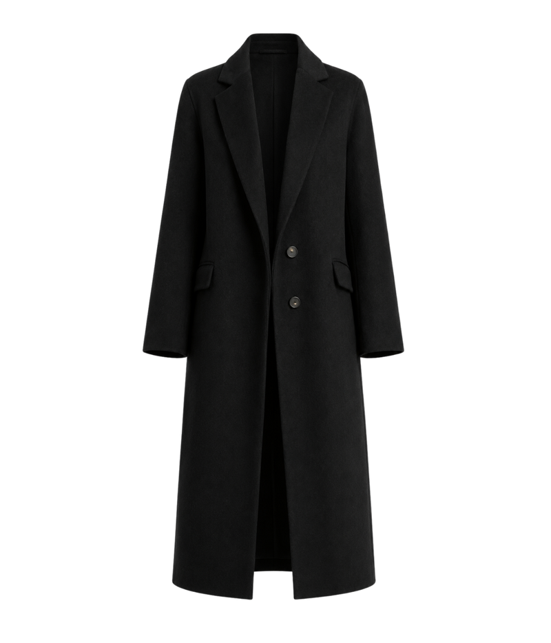 Single Breasted Classic Coat In Black