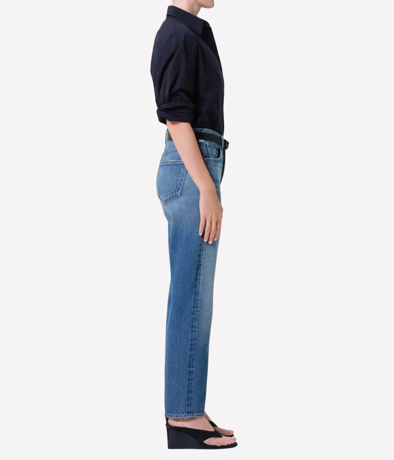Side view of Citizens of Humanity Blaine Jean in Jonie featuring a straight fit from hip to hem and a clean profile.