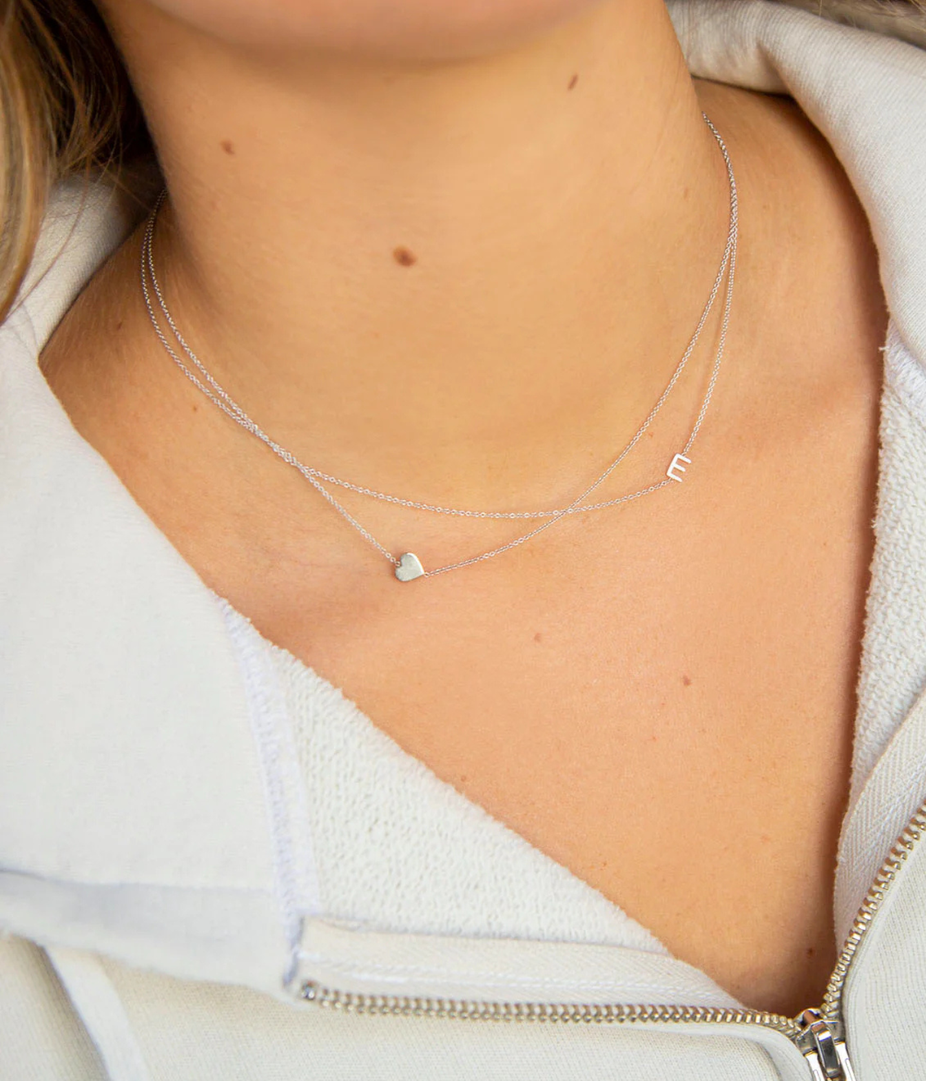 Initial Necklace In White Gold