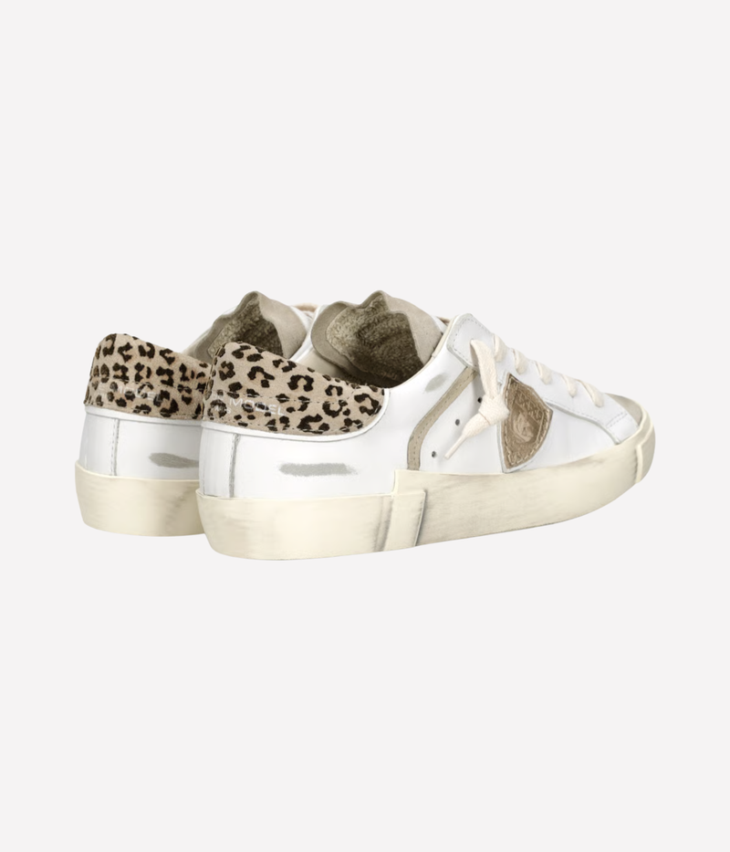 PRSX Low Woman In Veau Leo Blanc Mud