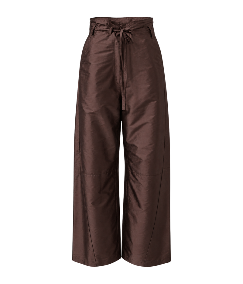Techno Taffeta Barrel Pant In Chocolate