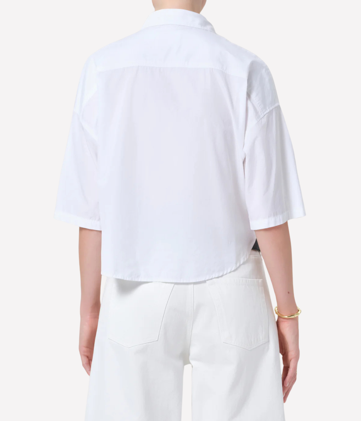 Frances Cropped Shirt in Optic White
