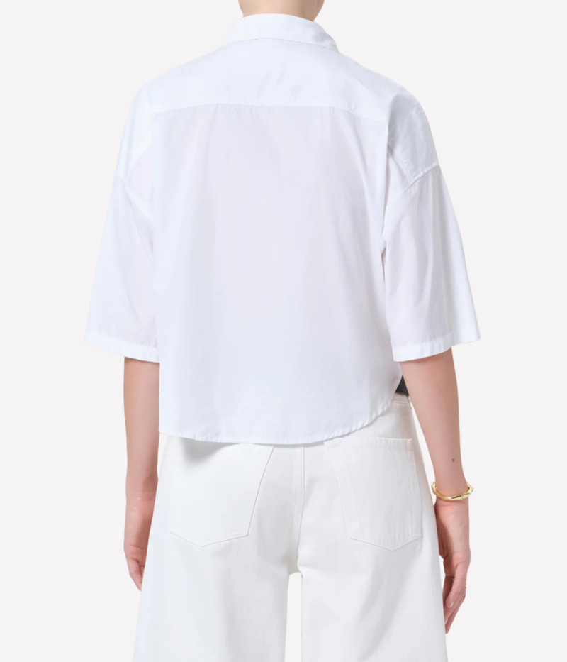 Frances Cropped Shirt In Optic White
