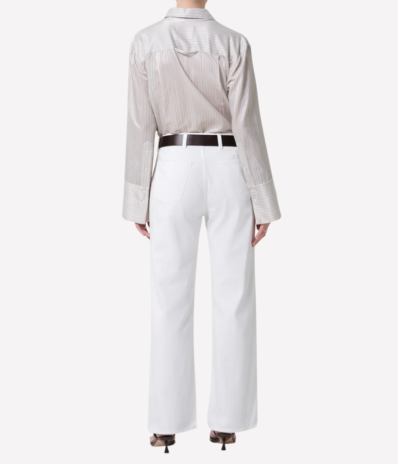 Citizens of Humanity Annina Pocket Trouser in Soft White – Full-length back view on model highlighting relaxed wide-leg shape and clean finish.