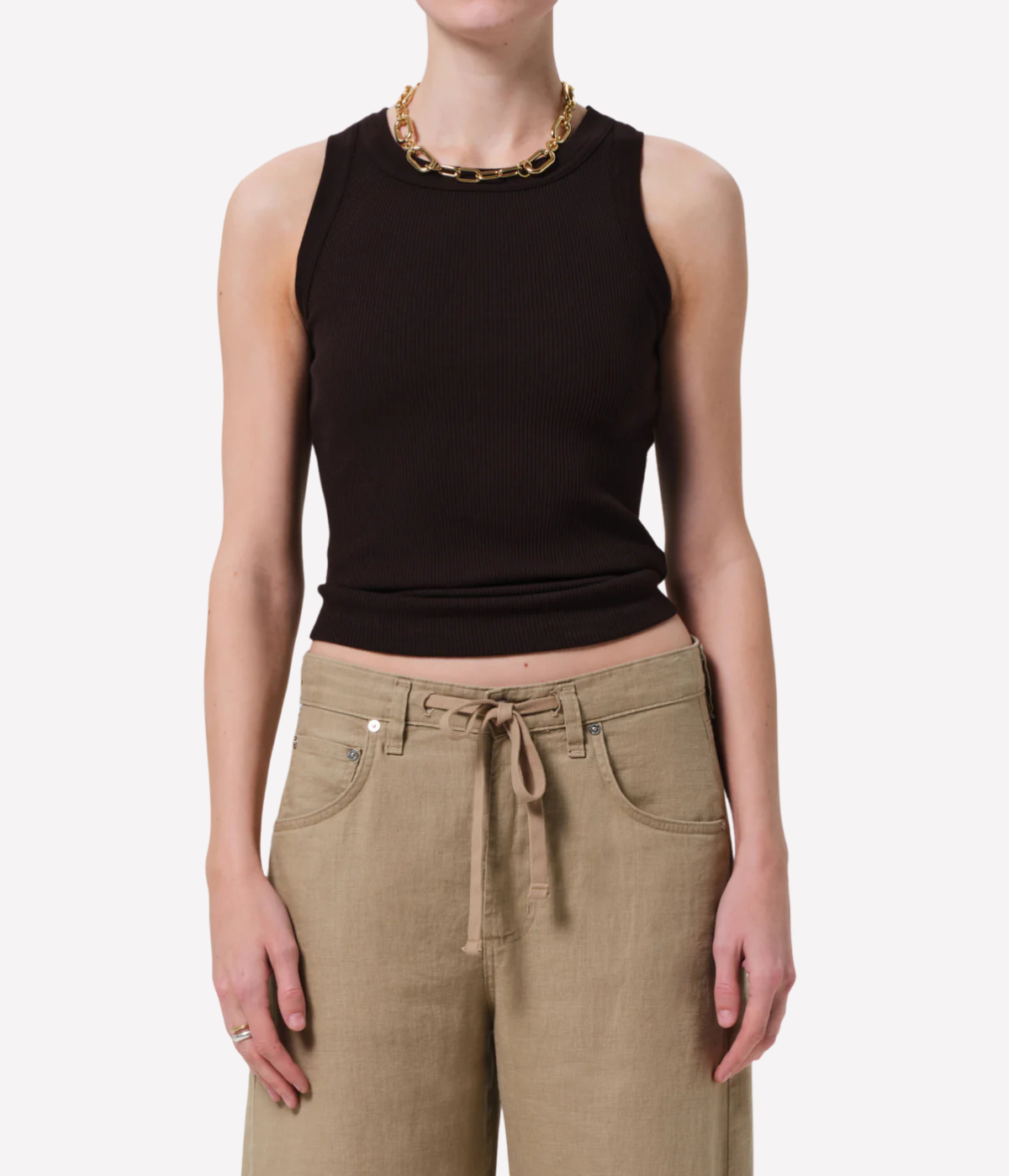 Isabel Rib Tank in Chocolate