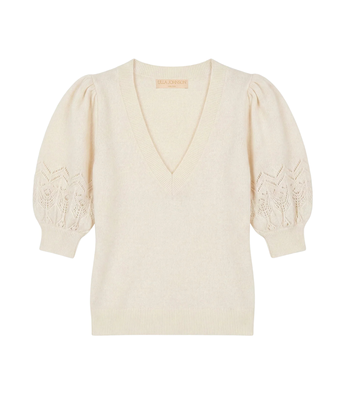 Reina Puff Cashmere Top In Pearl