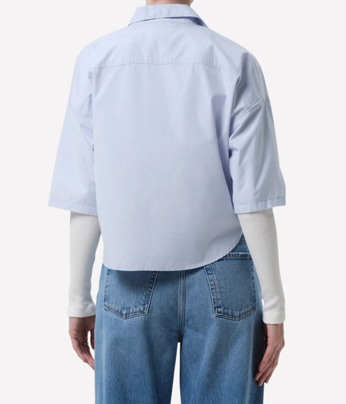 Frances Cropped Shirt in Baby Blue