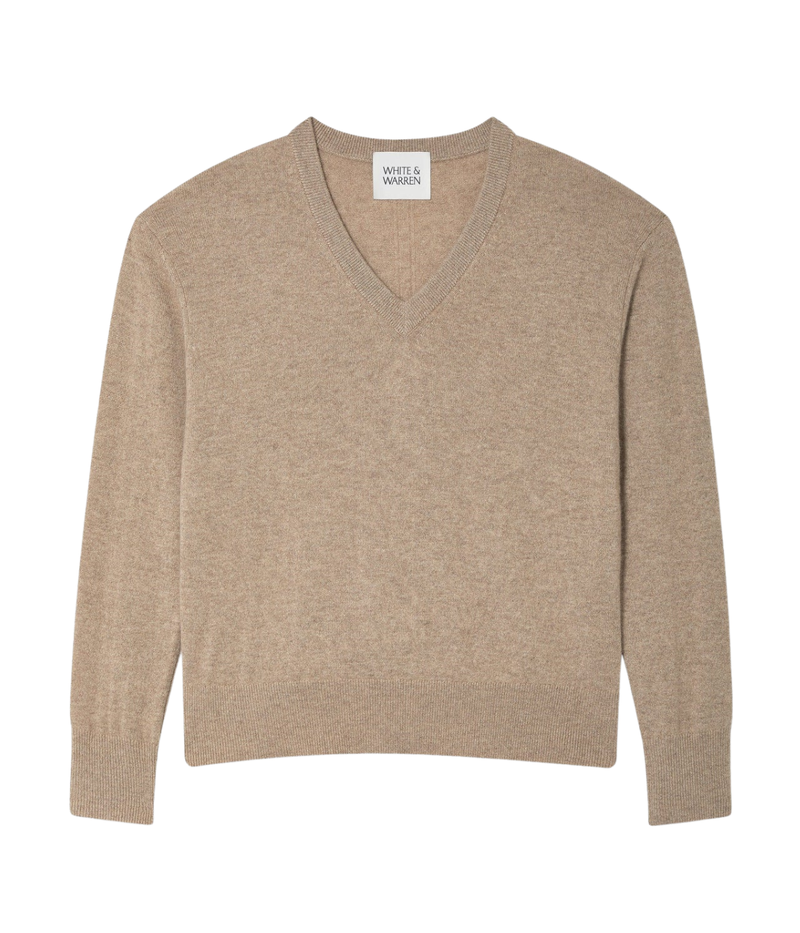 Cashmere V Neck Knitwear in Taupe Heather