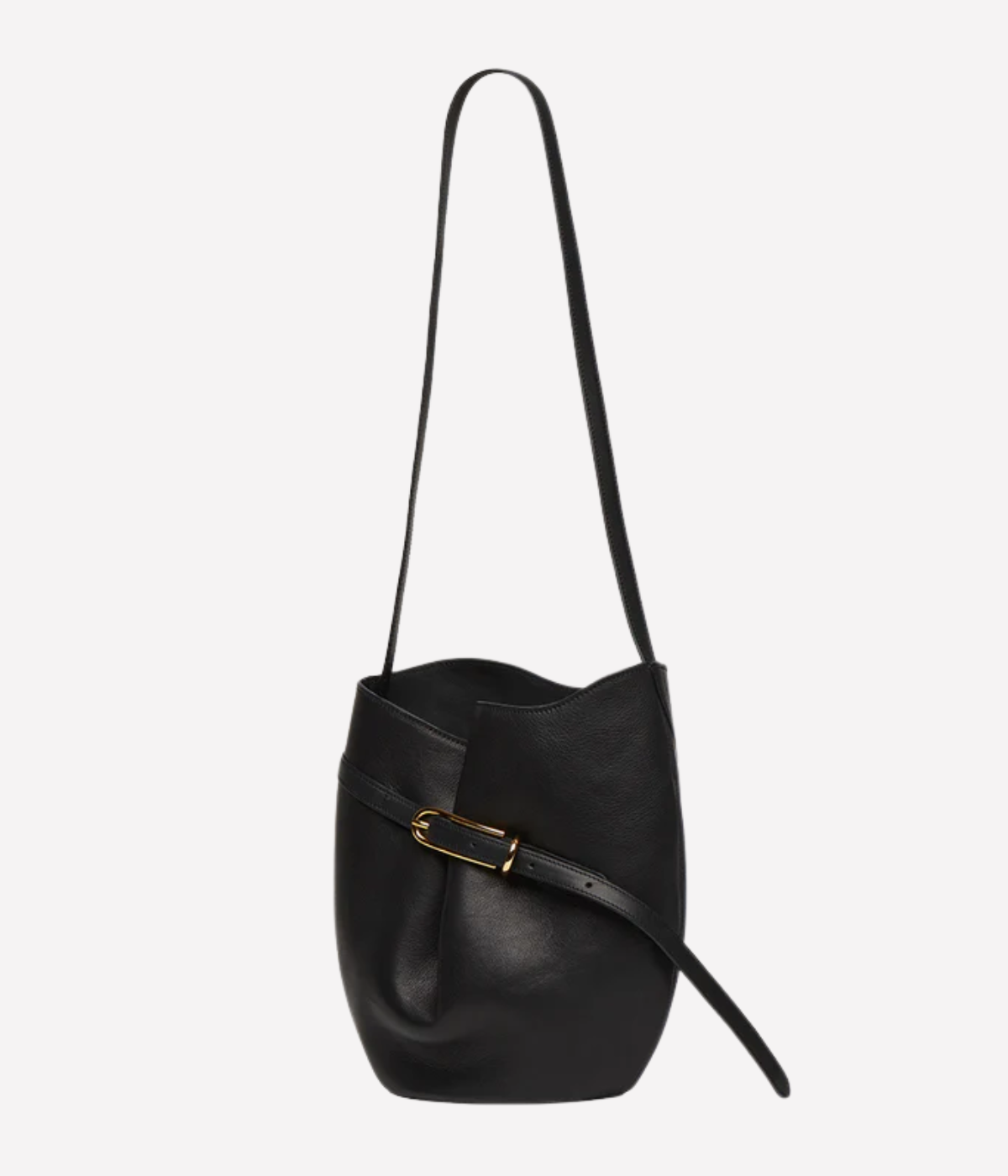 Small Belted Bucket Bag in black