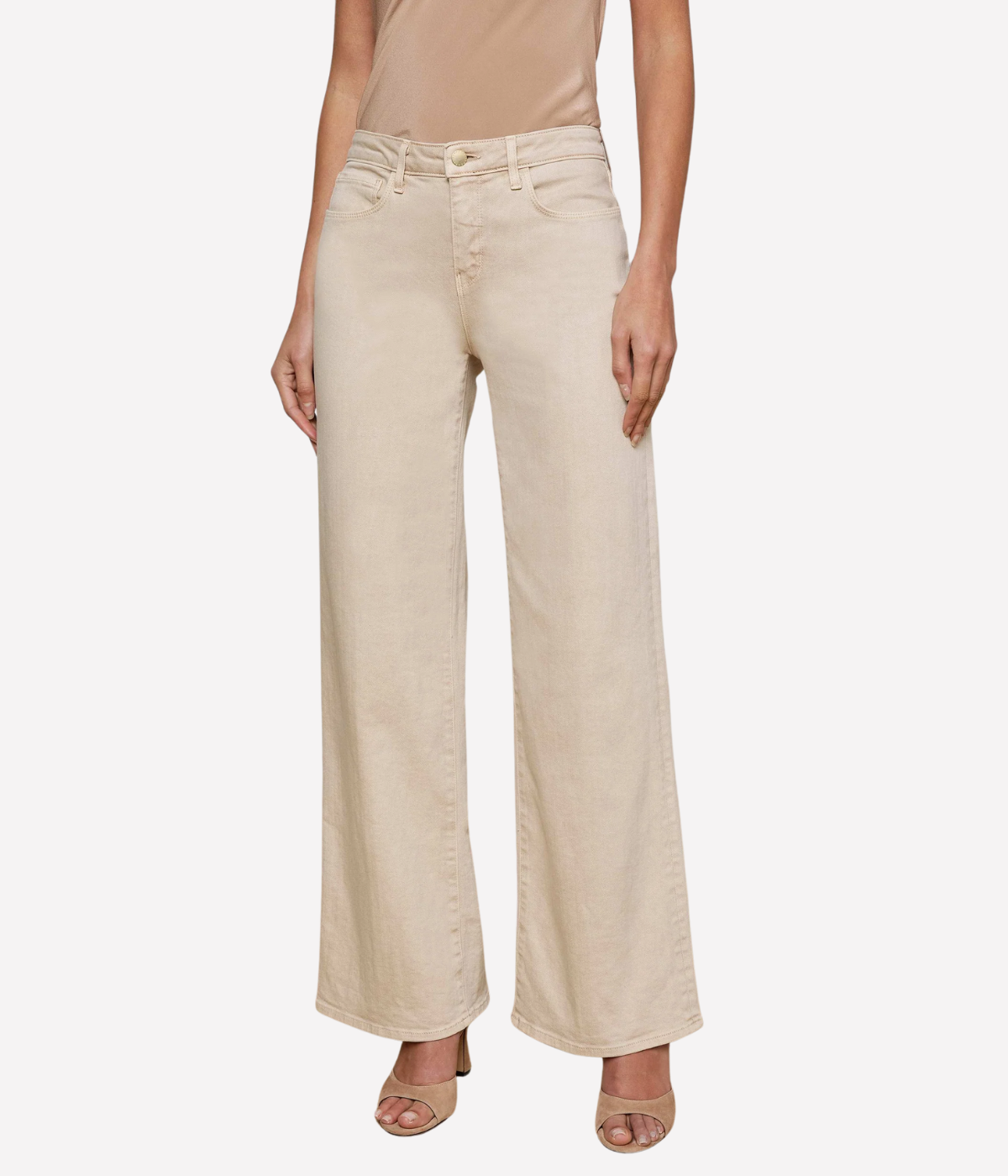 Alicent H/R Wide Leg Jean in Blanc