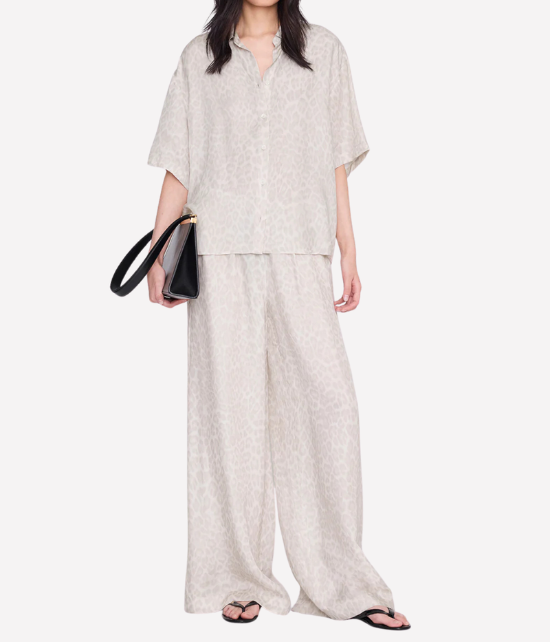 Roslyn Pant In Washed White Leopard