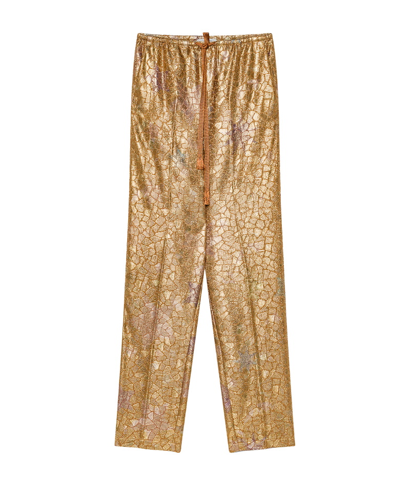 "les Folies" Chine' Lurex Jacquard Pants in GOLD