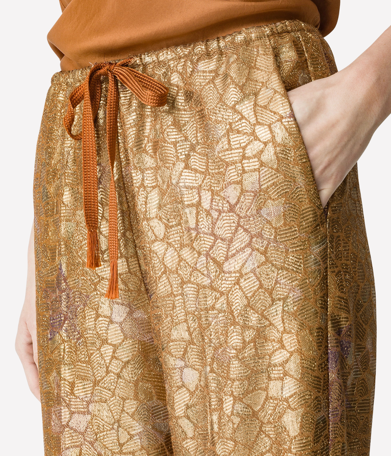 "les Folies" Chine' Lurex Jacquard Pants in GOLD
