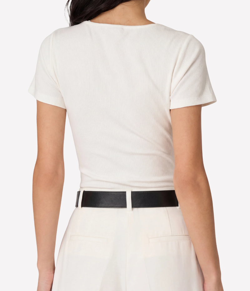 Sana Rib Knit Tee in WHITE