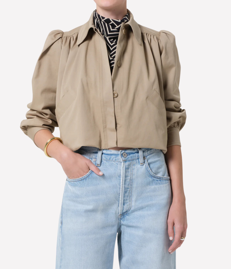 Everly Shirred Crop Jacket In Catalina