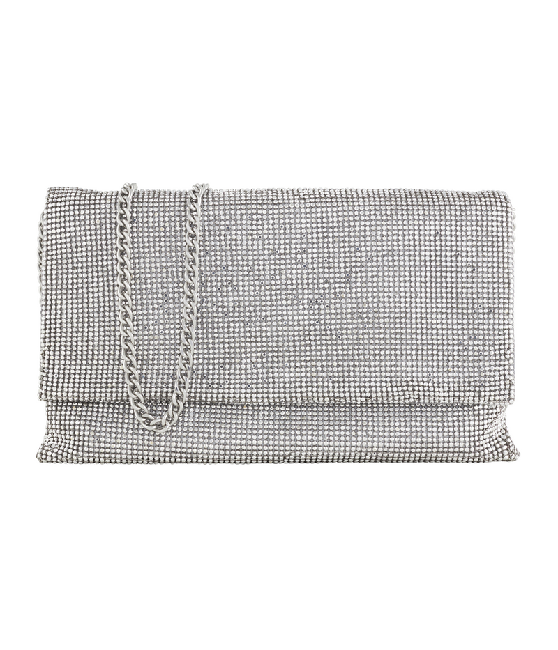 Gemma Clutch Bag in Pewter Crystal