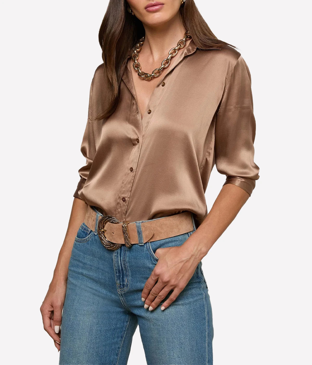 Dani 3/4 Sleeve Blouse in Cinnamon Swirl