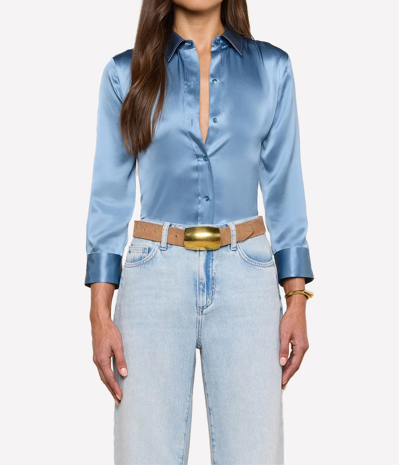 Dani 3/4 Sleeve Blouse in Blue Mist