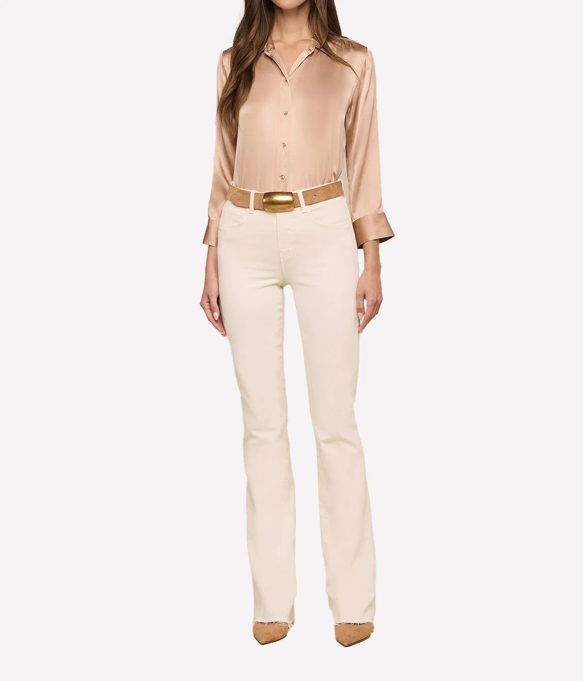 Dani 3/4 Sleeve Blouse In Soft Nude