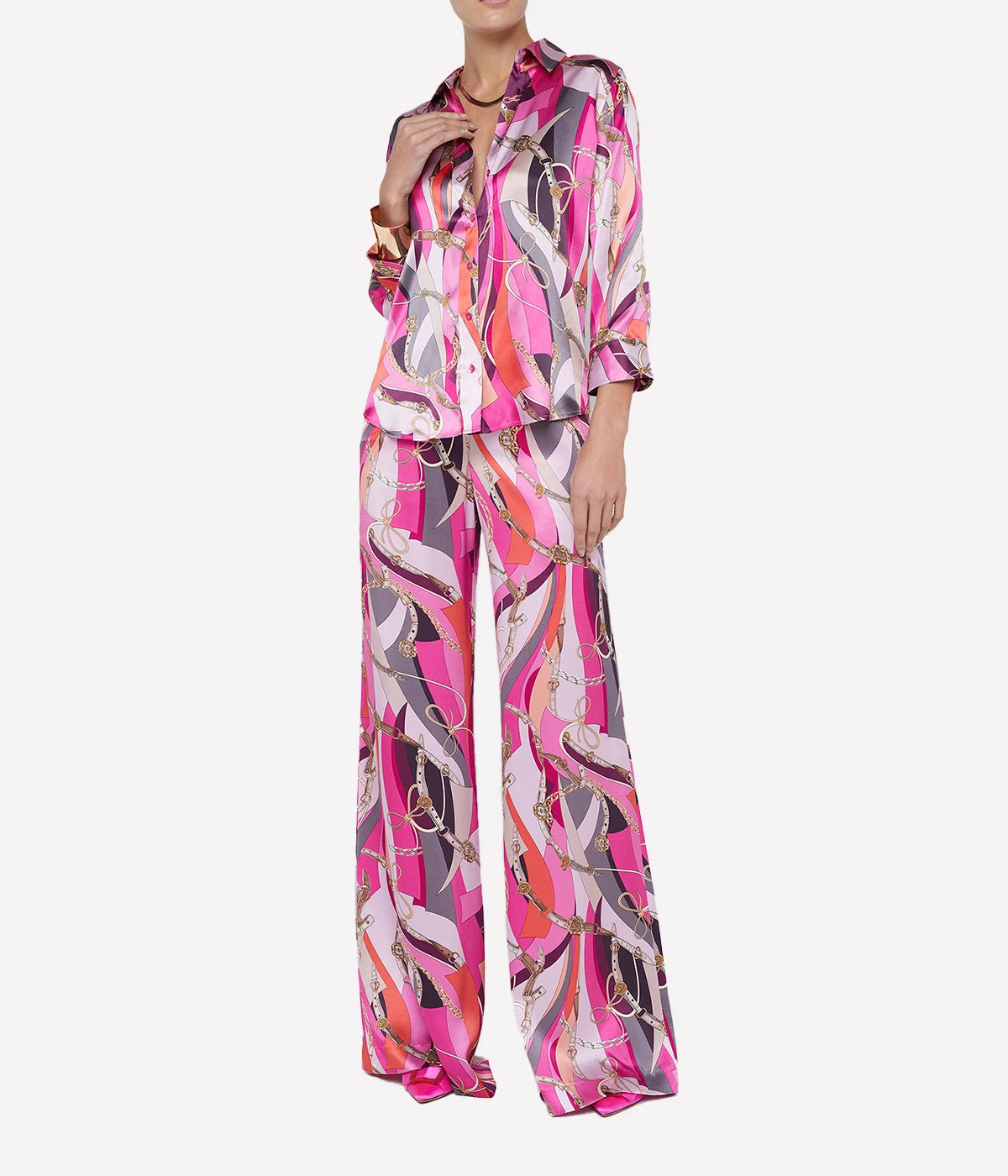 Dani 3/4 Sleeve Blouse in Pink Multi Buckle Swirl
