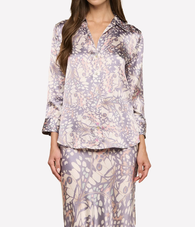 Dani 3/4 Sleeve Blouse In Multi Small Butterfly Wing