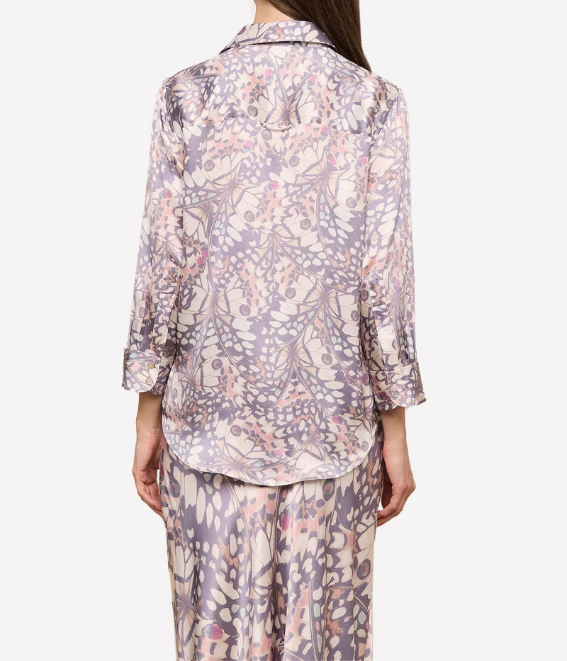 Dani 3/4 Sleeve Blouse In Multi Small Butterfly Wing