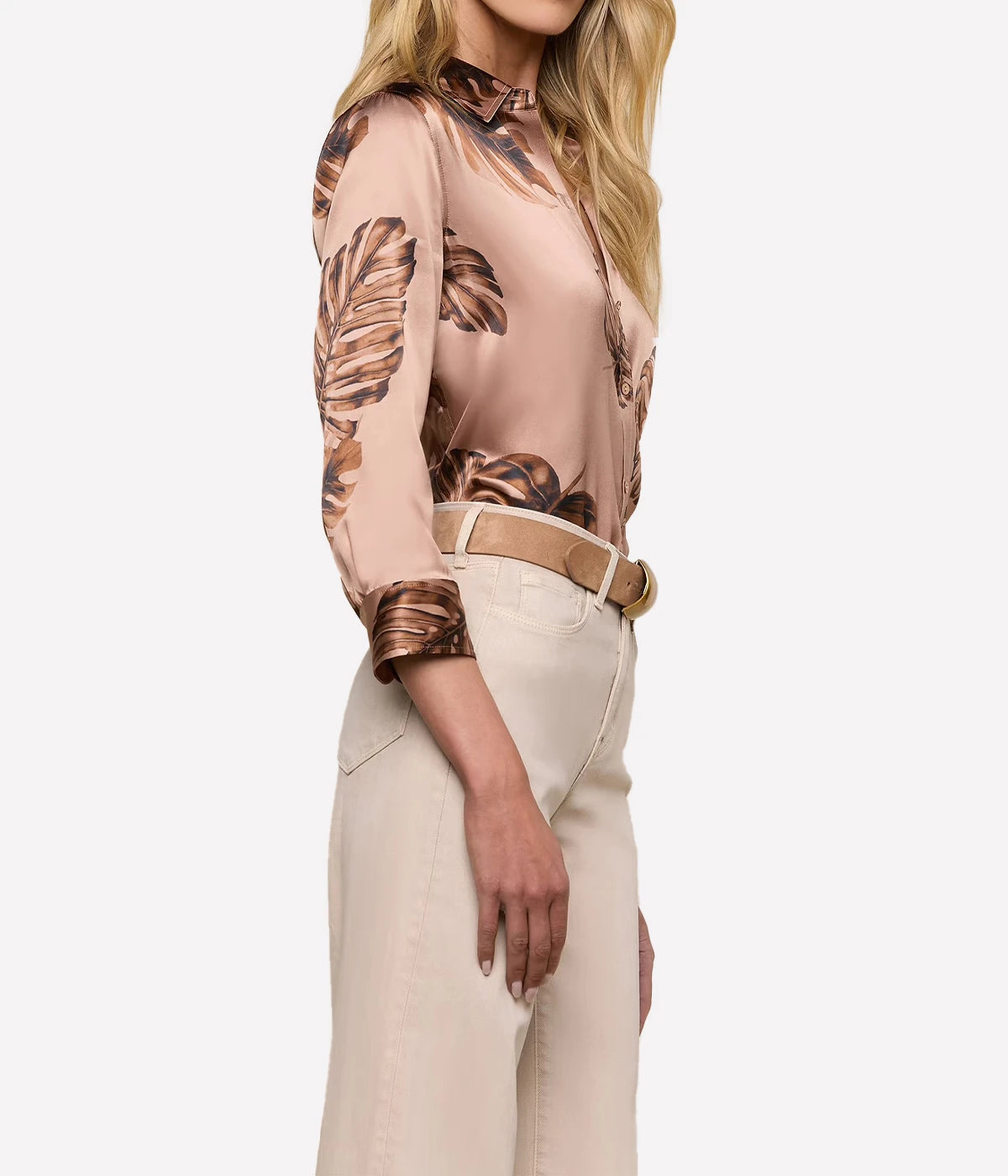 Dani 3/4 Sleeve Blouse in Hazlenut Multi Large Palm