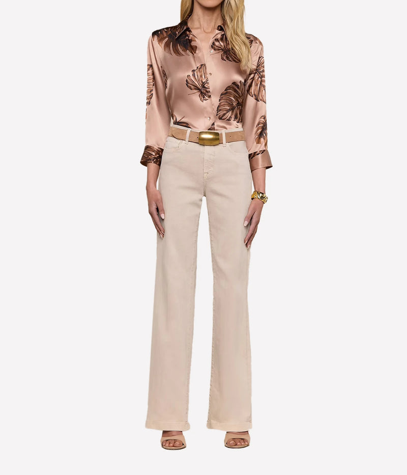 Dani 3/4 Sleeve Blouse in Hazlenut Multi Large Palm
