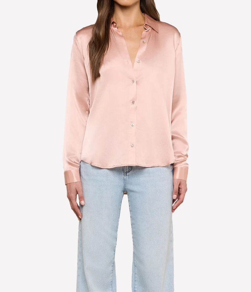 Tyler Long Sleeve Blouse In Misty Rose