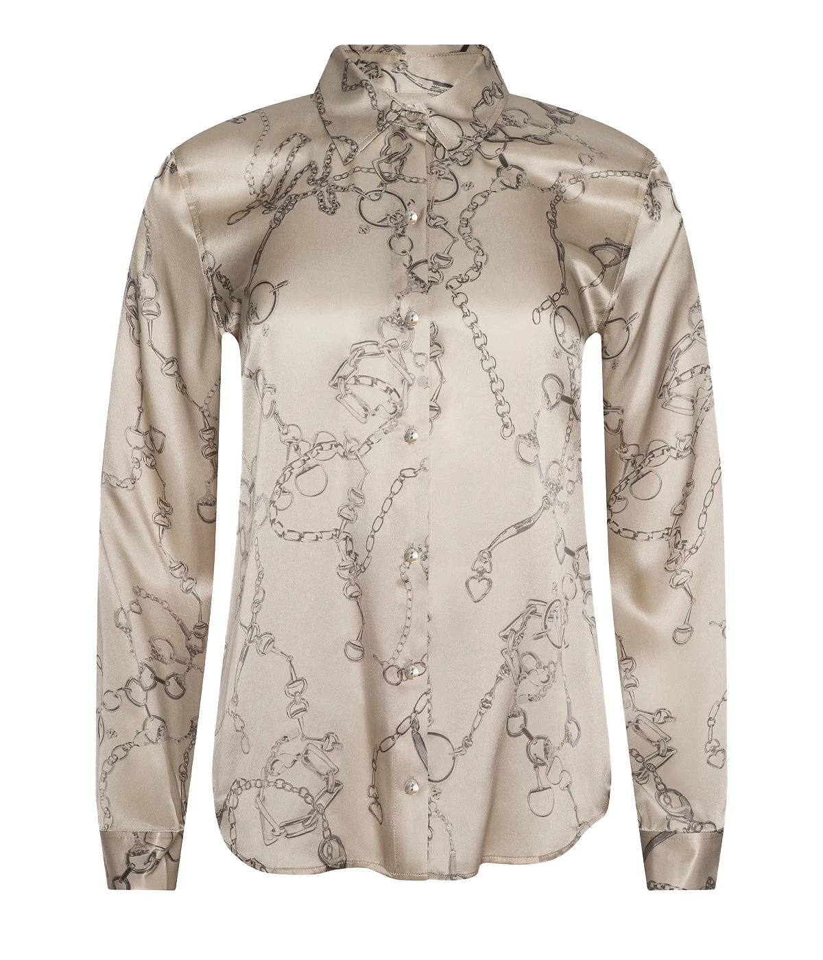 Tyler Long Sleeve Blouse In Soft Macadamia Chain Print