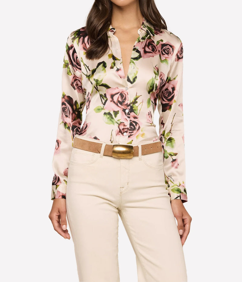 Tyler Long Sleeve Blouse In Ecru Romantic Rose