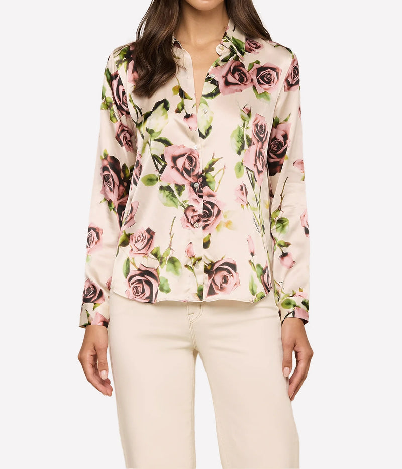 Tyler Long Sleeve Blouse In Ecru Romantic Rose