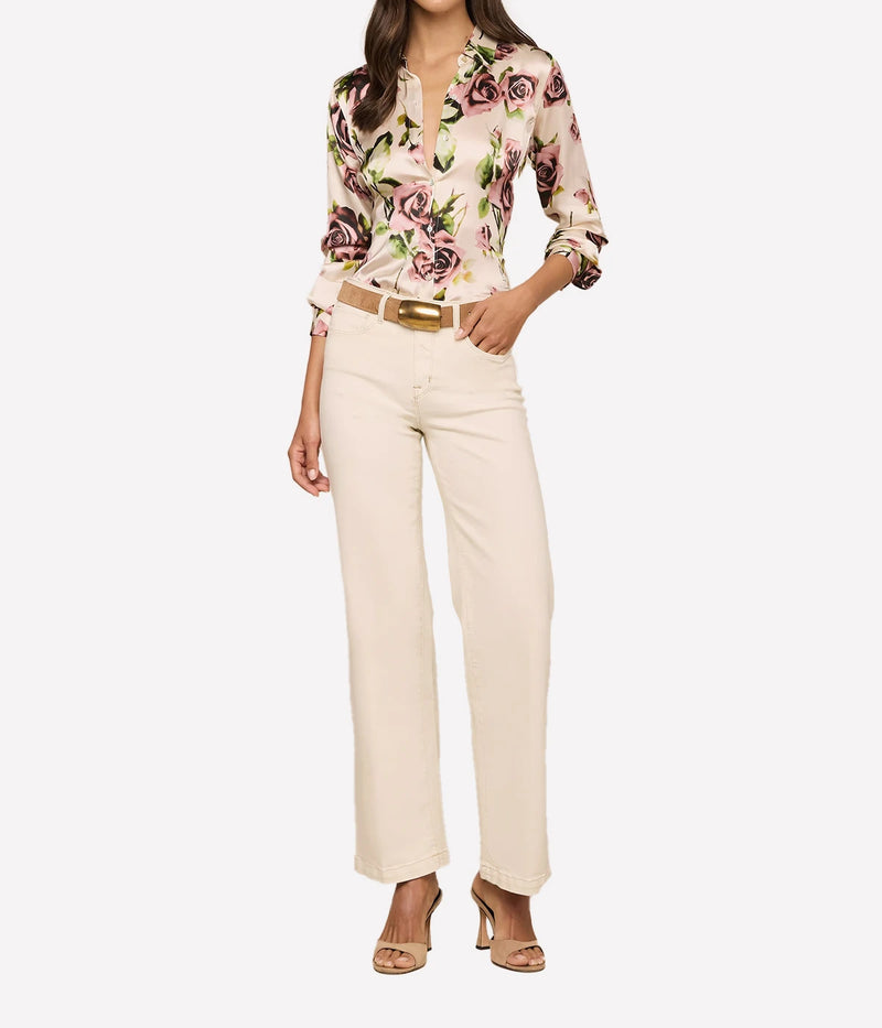 Tyler Long Sleeve Blouse In Ecru Romantic Rose