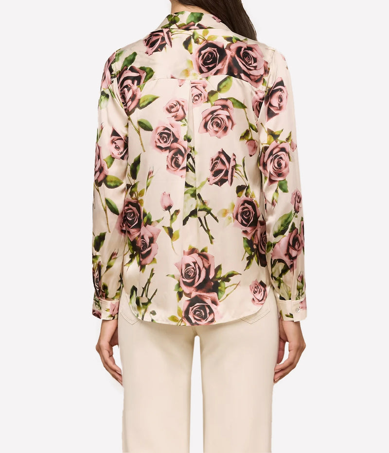 Tyler Long Sleeve Blouse In Ecru Romantic Rose