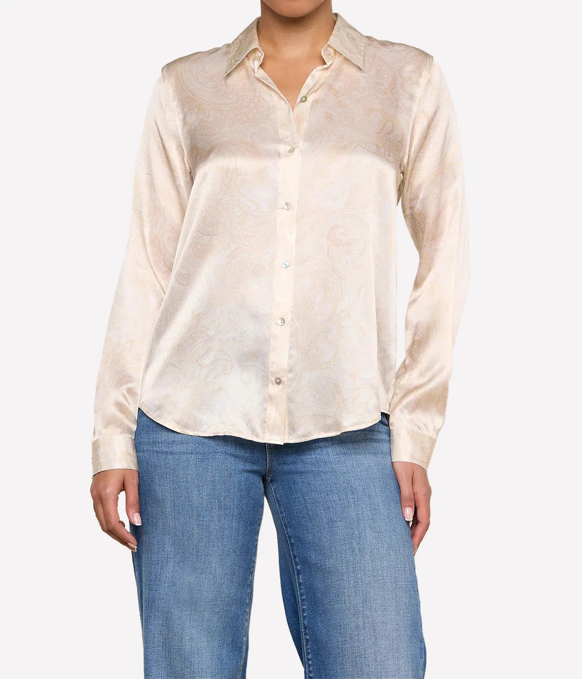 Tyler LS Blouse in Vintage White Tonal Paisley
