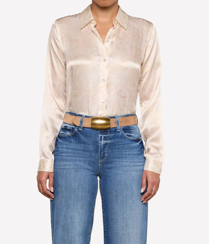Tyler Long Sleeve Blouse In Vintage White Tonal Paisley