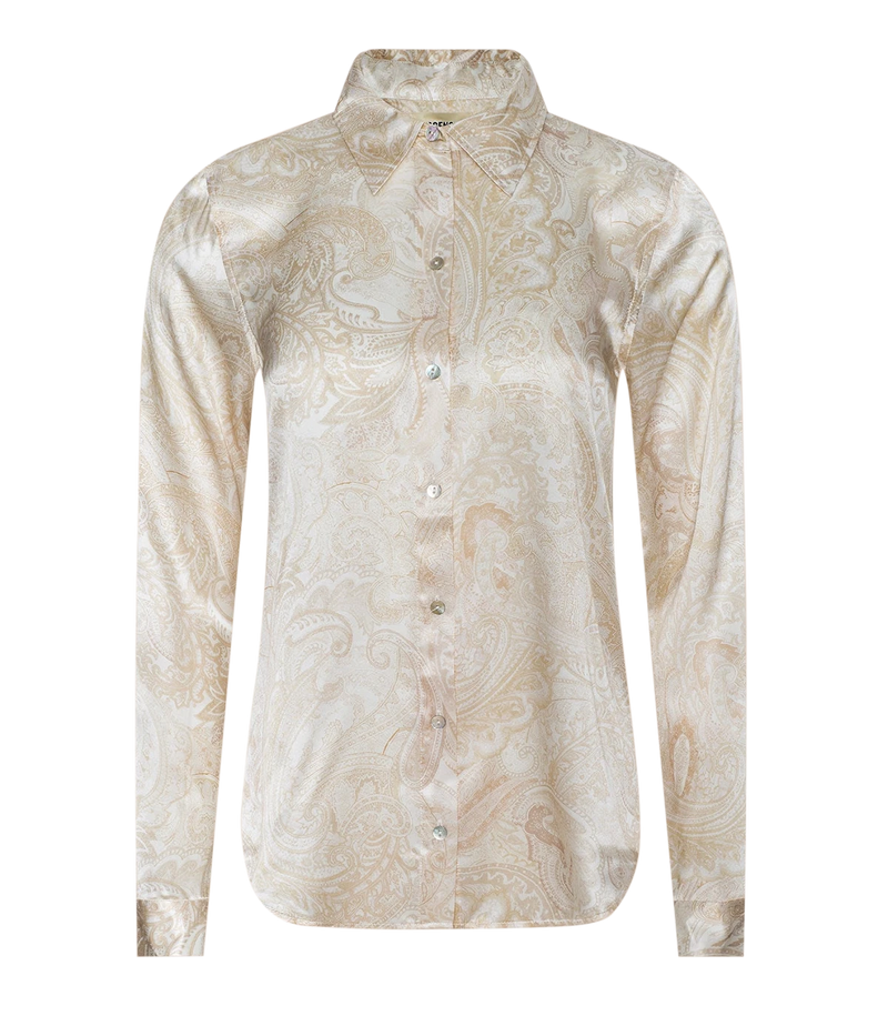 Tyler Long Sleeve Blouse In Vintage White Tonal Paisley