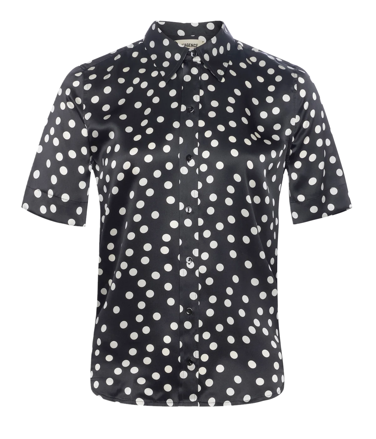 Ellah Short Sleeve Blouse in Black Ecru Polka Dot