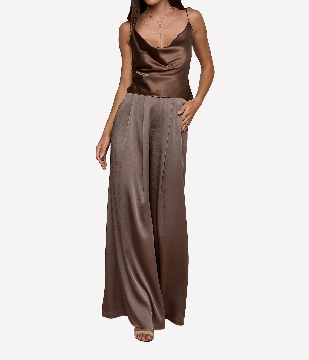 Calista Cowl Neck Cami In Cardamom