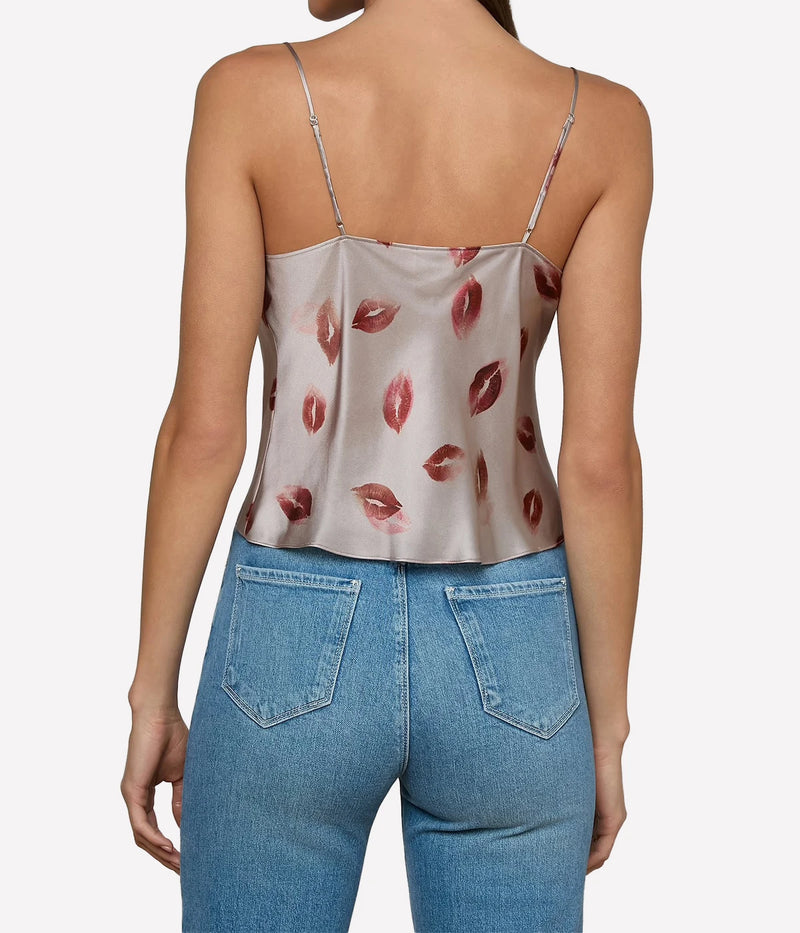 Calista Cowl Neck Cami In Taupe Red Kiss