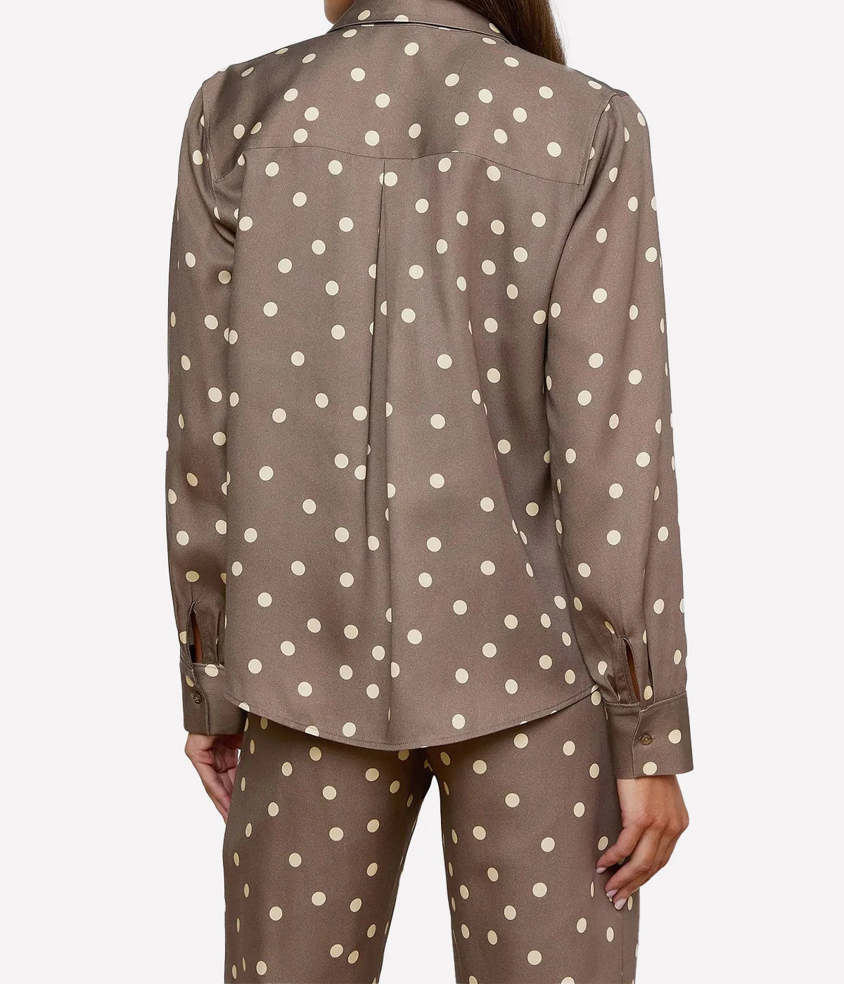 Ellery Long Sleeve Blouse In Cardamom Ecru Polka Dot