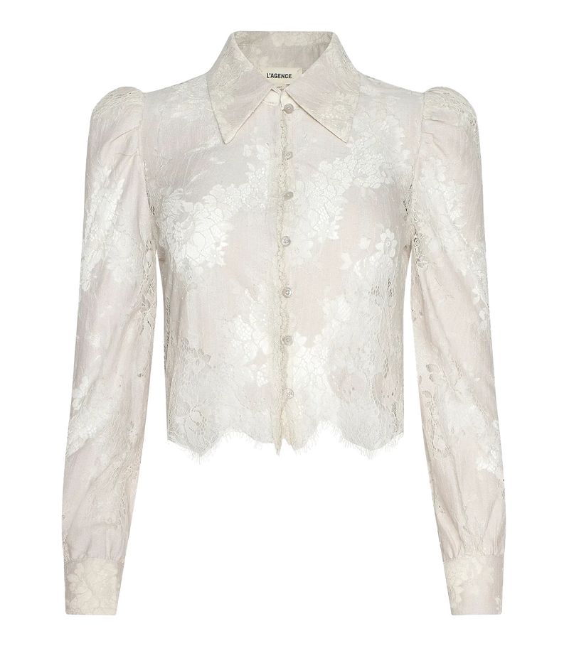 Anita Lace Button Up In Champagne