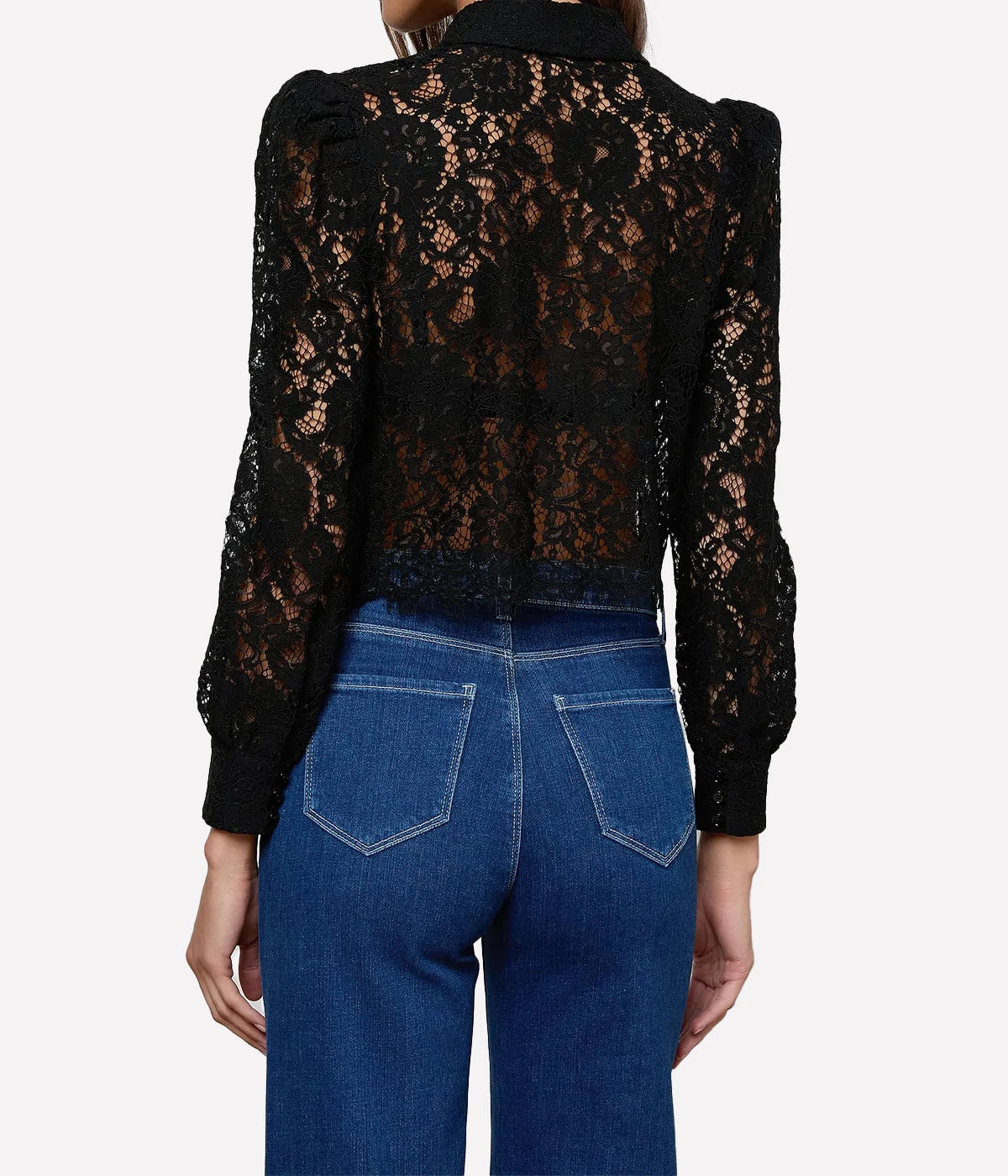 Anita Lace Button Up In Black