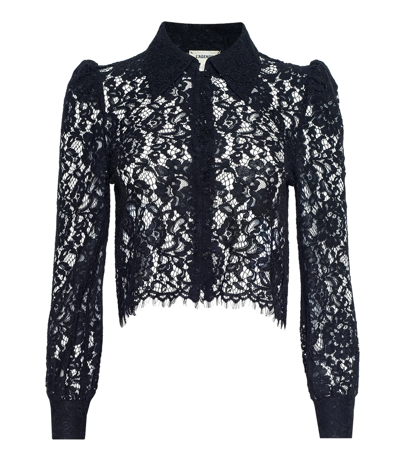 Anita Lace Button Up In Black