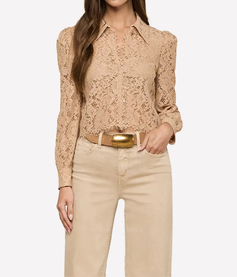 Anita Lace Button Up In Cappuccino