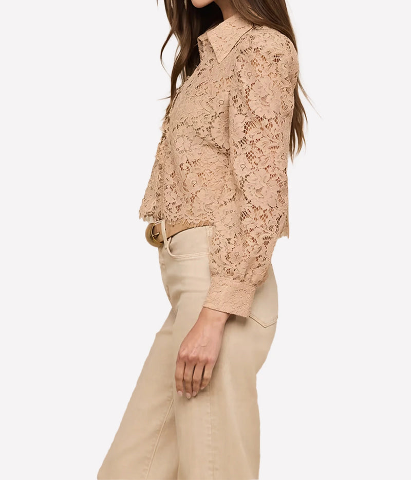 Anita Lace Button Up In Cappuccino