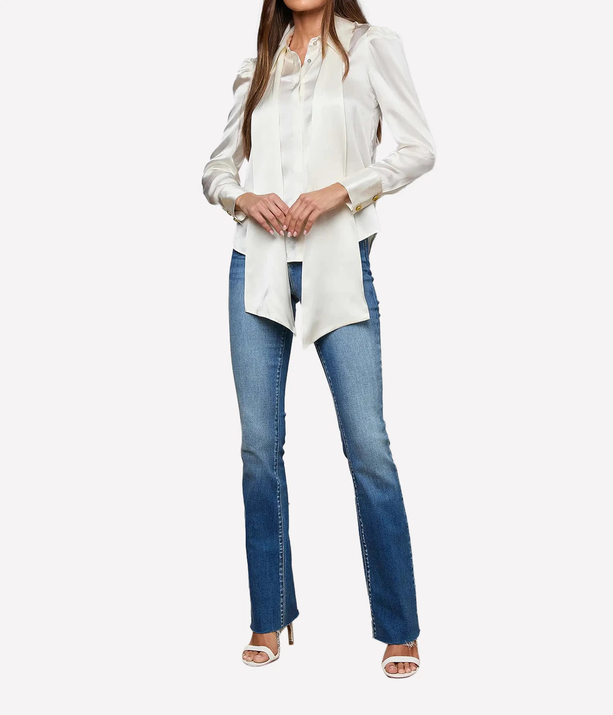 Honey Tie Neck Blouse In Ivory