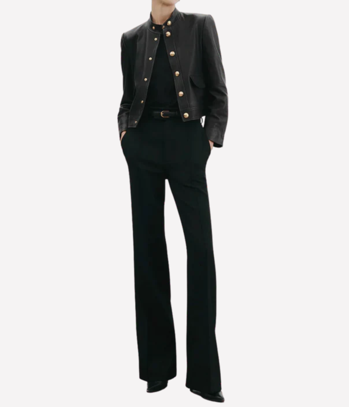 Hadley Leather Cropped Jacket in BLACK